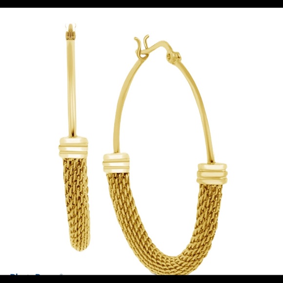Essentials Jewelry - NEW Mesh bottom hoop fine gold plate earrings